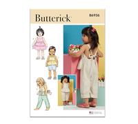 Butterick B6936A - Kit de patrones de costura de overoles y vestidos para niños, código de diseño B6936, tallas 1/2-1-2-3-4