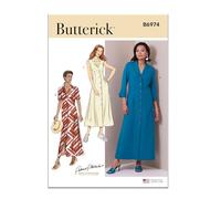BUTTERICK B6974F5 Vestido camisero para mujer con variaciones de manga por Palmer/Pletsch F5 (16-18-20-22-24)