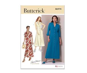 BUTTERICK B6974F5 Vestido camisero para mujer con variaciones de manga por Palmer/Pletsch F5 (16-18-20-22-24)