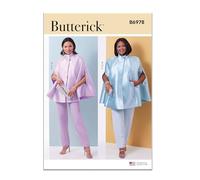 Butterick Easy-to-Make Misses' Lined Cape, Loose-Fitting Top and Slim Fit Pants Paquete de Patrones de Costura, código de diseño B6978, Papel, Multicolor, Sizes 10-12-14-16-18