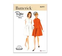 BUTTERICK Paper Pattern B6991K5 - Patrón para vestido de mujer con variaciones de manga K5 (8-10-12-14-16)