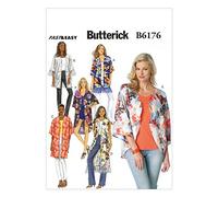 Butterick Patrón 6176 Y, Kimono para Mujer, Tallas XSM (4-6), SML (8-10), M (12-14), Poliéster, Amarillo, Y (X-Small-Small-Medium) US