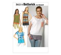 Butterick Patrón 6214, Camiseta de señoritas,Tallas (16-18) (20-22) (24-26), Algodón, rayón, Multicolor, ZZ (LRG-XLG-XXL)