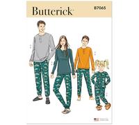 Butterick Patrón de costura B7065A para camisetas y joggers de punto para niñas y niños y adultos A (XS - L/XS - XL)