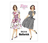Butterick Pattern 6318 Vestido de Mujer, Tallas 36 a 14, A5 (6-8-10-12-14)