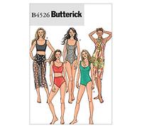 Butterick Patterns B4526 - Patrones de Costura para bañadores de Mujer y Pareos (Tallas 34, 36, 38 y 40), Color Blanco