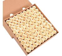 Butterme Juego de 81 jabones de baño aromáticos, fabricados a mano, aroma a rosas, diseño de capullos con pétalos, envío en caja de regalo, para boda, champ¨¢n