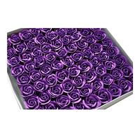 Butterme Juego de 81 jabones de baño aromáticos, fabricados a mano, aroma a rosas, diseño de capullos con pétalos, envío en caja de regalo, para boda