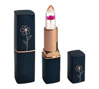Butterscotch Bonbons Tubo azul oscuro, barra de labios transparente y seca, jalea de oro de hoja, cambio de color, bálsamo labial hidratante, ácido butírico hidratante (B, talla única)