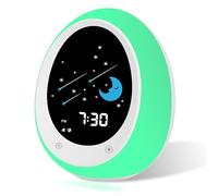 BUTTING Reloj despertador para niños, reloj de entrenamiento para dormir con sol y luna, máquina de sonido, luz nocturna, reloj despertador para niños