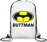 Buttman Funny Gym Sack - Bolsa casual con cordón, color blanco, White, Talla única