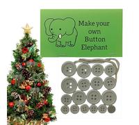 Button Animal Pendant Set - Ornament Making Kit | Cute Educational Toy | DIY Button Art Project For Kids, Christmas Tree Decorations, Hanging Elephant Decorations, Creative Craft Activity For Winter