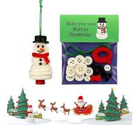 Button Christmas Ornament Kits, Button Ornament Kits, Button Santa Kit, with Christmas Snowman/Santa/Angel, Gifts for Xmas Tree Hanging Decorations (Snowman)