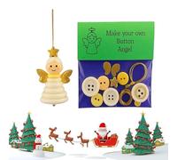 Button Christmas Ornament Kits, Button Ornament Kits, Button Santa Kit, with Christmas Snowman/Santa/Angel, Gifts for Xmas Tree Hanging Decorations (Angel)