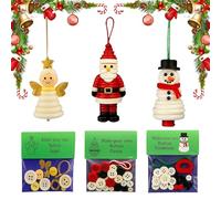 Button Christmas Ornament Kits, Button Ornament Kits, Button Santa Kit, with Christmas Snowman/Santa/Angel, Gifts for Xmas Tree Hanging Decorations (3pcs)