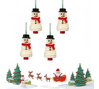 Button Christmas Ornament Kits, DIY Button Snowman Ornament Kit with Hand-Assembled Santa/Angel for Window and Tree Gift & Home Decor (C 4 Sets)