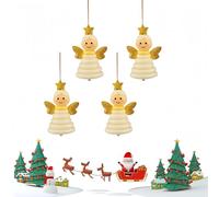 Button Christmas Ornament Kits, DIY Button Snowman Ornament Kit with Hand-Assembled Santa/Angel for Window and Tree Gift & Home Decor (B 4 Sets)