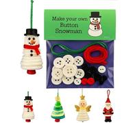 Button Christmas Tree Ornament Kit, DIY Button Ornament Making Kit, Fun Holiday Decorations Set, Hand-Assembled Fun Xmas Tree Hanging Decorations (Snowman)