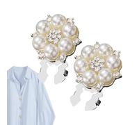 Button Covers - 2 Pieces Flower Rhinestone Pearl Shirt | Jewelry Elegant Decorative Accessories for Women, Clothing, Dresses, Wedding, Business or Stylish Fashion Decoration