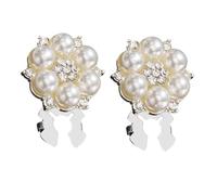 Button Covers - 2 Pieces Flower Shape Sewing Button with Rhinestone Pearl Cufflinks for Women Clothing Dress Wedding Business Daily Party | Elegant Jewelry Accent for Crafting Decoration and Apparel A