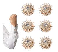 Button Covers - No Sew Rhinestone On Covers, Decorative Button Accessories for Blouses Dresses and Suits, Set of 6 Stylish Fashion Enhancers for Shirts and Tuxedos, Easy to Apply Design