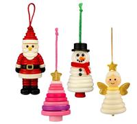 Button Ornament Kits, DIY Button Snowman Ornament Kit with Santa/Angel/Tree, Fun Buttons Christmas Ornaments Kits for Holiday Decorations and Gift Making (GA)
