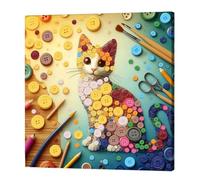 Button Painting Kit - 12 Inch Resin Art Craft Set | DIY Animal Wall Decor Supplies With Frame For Kids Beginners Home School Farmhouse Dorm Party Creative Projects