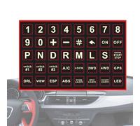 Button Stickers - Interior Car Decal, Circuit Panel Label, Fluorescent Green Light Effect, Adhesive Dashboard Identification, Automotive Supply, Small Precision Cut Shapes