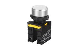 Button Switch Waterproof Momentary Self Reset Locking Flat Round Head 22mm Power Push 10A 1NO 1NC Red Green(White,1NO)