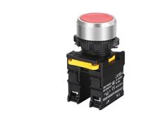 Button Switch Waterproof Momentary Self Reset Locking Flat Round Head 22mm Power Push 10A 1NO 1NC Red Green(Red,1NC)