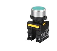 Button Switch Waterproof Momentary Self Reset Self Locking Flat Round Head 22mm Power Push Button Switch 10A 1NO 1NC Red Green(Green,1NO1NC)