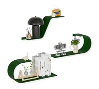 BUTUNITA Juego de 3 estantes flotantes verdes, decoración de metal verde, estante flotante montado único, estante de pared largo moderno, estantes de pared grandes para dormitorio, baño, sala de estar