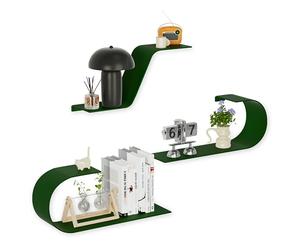 BUTUNITA Juego de 3 estantes flotantes verdes, decoración de metal verde, estante flotante montado único, estante de pared largo moderno, estantes de pared grandes para dormitorio, baño, sala de estar
