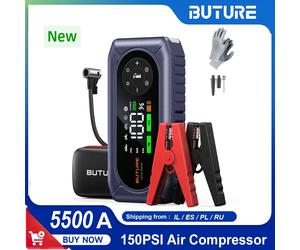 BUTURE 5500A Power Bank BC02 arrancador de batería de coche bomba de aire portátil 150PSI batería de coche amplificadores de emergencia arrancador de coche BC02 Jump starter