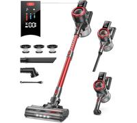 BuTure VAC Aspiradora inalámbrica con batería, 38000 Pa/450 W, potencia de succión, soporte de pared con estación de carga integrada, batería de hasta 55 min, pantalla táctil, para suelos duros