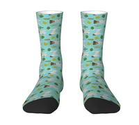 ButxeT Calcetines de tripulación, calcetines de compresión, calcetines deportivos novedosos informales, 40 cm de largo para unisex,Jack Russell Terrier Cactus Menta Lindo Perro Jack Russell