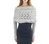 Butyeak Bufanda con Mangas para Mujer, Bufanda Mujer Invierno, Bufandas Tipo Suéter con Mangas, Chal de Punto, Poncho de Punto, Scarf with Sleeves for Women, Light Grey