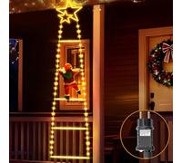 Buudala Luces de Navidad, Luces Navidad Exterior con Papá Noel, 8 Modos luz de Natal Arbol, LED Guirnalda Luce Decoración Navideña para Exterior Interiore Casa Ventana Jardine Escaparate