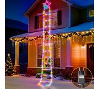 Buudala Luces de Navidad, Luces Navidad Exterior con Papá Noel, 8 Modos luz de Natal Arbol, LED Guirnalda Luce Decoración Navideña para Exterior Interiore Casa Ventana Jardine Escaparate