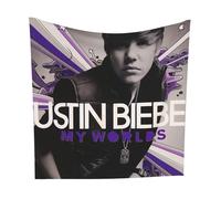 Buulotpp Justin Bieber My World Music Album Tapestry Poster Size 71.1 cm x 71.1 cm Wall Living Room Bedroom Wall Hanging Decor Wall Hanging Decor Frameless Art Gift Wall Cloth 70x70cm
