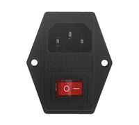 Buwei 1PC 10A 250V 3 Pin IEC320 C14 Entrada de CA Enchufe Macho Toma de Corriente con Interruptor de Fusible