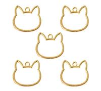 Buwei 5Pcs Cabeza de Gato DIY Marco UV Colgantes Ajuste de Bisel Abierto Fabricación de Joyas de Resina UV