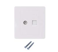 Buwei Adaptador de Red RJ45 + Antena de TV Toma de Panel Frontal de Salida de Montaje en Pared coaxial