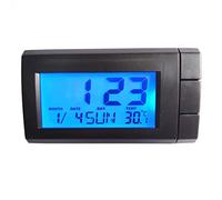 Buwei Termómetro para automóvil con función de retroiluminación Reloj Digital Electrónica del automóvil Indicador de Pantalla LCD de Temperatura Interior