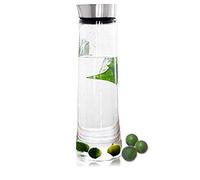 Buwico 1.5L Carafe en Verre Pichet à eau en Verre Cruche de Borosilicate Glass avec acier inoxydable couvercle pour l'eau, lait, jus, thé glacé, limonade et mousseux Boissons