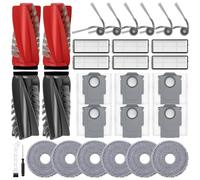 BUXEBUX 28 piezas de repuesto para Roborock Qrevo S5V, Curv, Edge, Edge S5A, Curv S5X, kit de aspiradora robótica, 2 cepillos principales, 6 filtros Hepa, 6 almohadillas de fregona, 6 cepillos