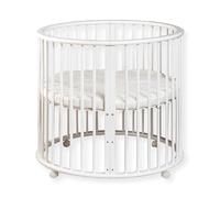 Buxibo Baby Box - Parque Infantil Redondo de Madera - Playpen - con Colchón - 91x91x85 cm - Blanco