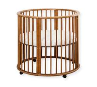 Buxibo Baby Box - Parque Infantil Redondo de Madera - Playpen - con Colchón - 91x91x85 cm - Marrón