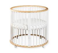 Buxibo Baby Box - Parque Infantil Redondo de Madera - Playpen - con Colchón - 91x91x85 cm - Natural