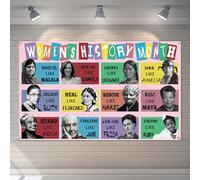 Buxiuer Telón de Fondo para Cabina de Fotos del Mes de la Historia de la Mujer, decoración del Día Internacional de la Mujer, Escuela, Aula, Oficina, Pasillo, tablón de anuncios, 3.6 x 5.9 pies